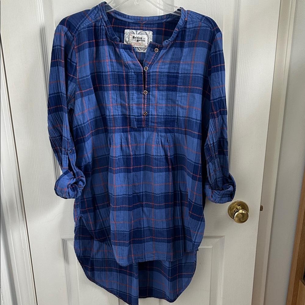 HOLDING HORSES Blue Plaid Tunic